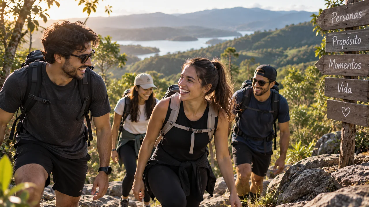 Amigos disfrutando de una caminata