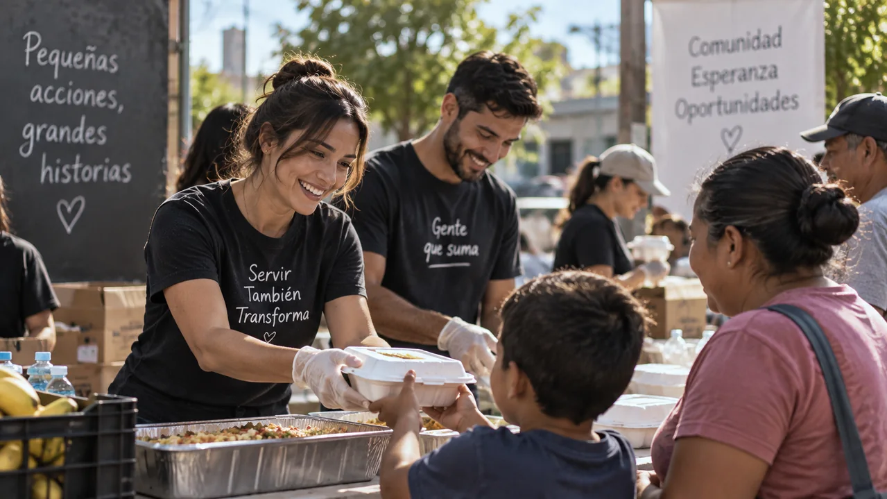 Personas sirviendo a su comunidad